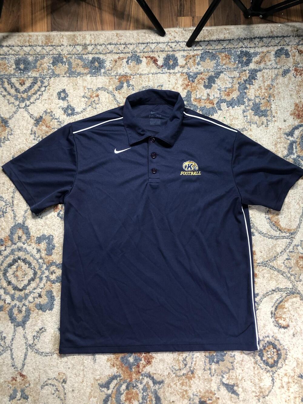 Kent State Golden Flashes Polo Shirt Mens Large Blue NCAA Football Nike Dri-FIT